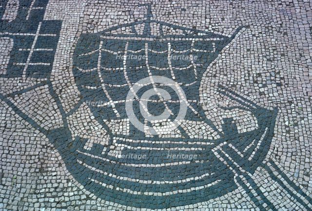 Roman mosaic of a merchant ship, 2nd century. Artist: Unknown