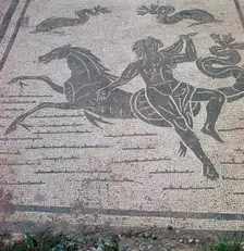 Roman mosaic of a nymph riding a sea-horse, 2nd century