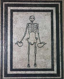 Roman mosaic of a skeleton, 1st century. Creator: Unknown