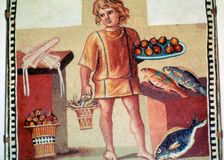Roman mosaic of a slave boy in a kitchen. Creator: Unknown