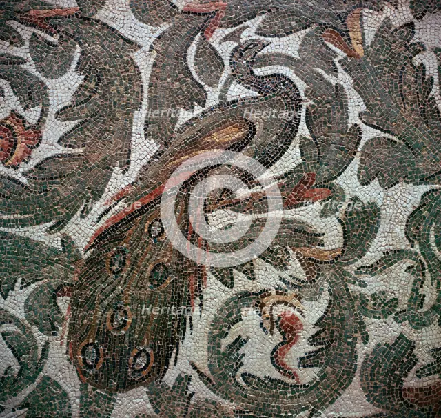 Roman mosaic of a peacock in foliage, 3rd century. Artist: Unknown