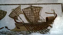 Roman mosaic of a Roman warship, c.2nd century BC