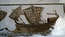 Roman mosaic of a Roman warship, c.2nd century BC
