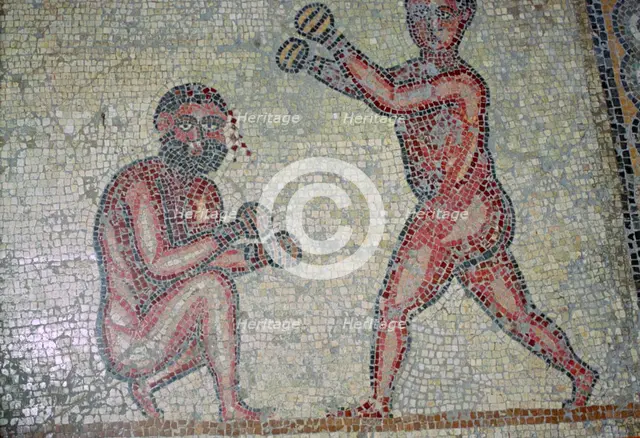 Roman mosaic of boxers. Artist: Unknown