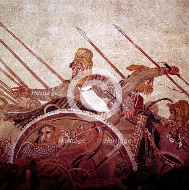 Roman mosaic of Darius II of Persia at the Battle of Issus, Pompeii, Italy, (1st century AD).  Creator: Unknown.