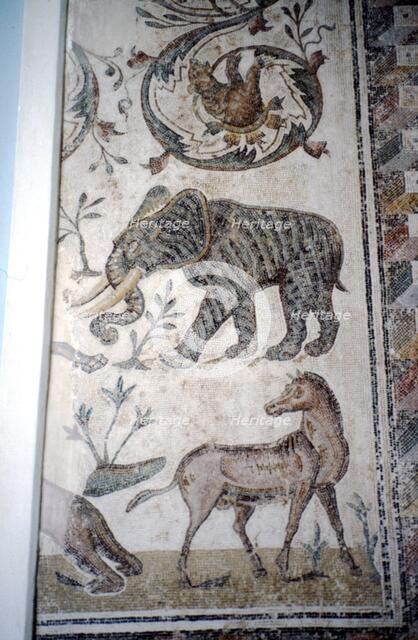 Roman Mosaic of Elephant, Horse and Bear, c2nd-3rd century Artist: Unknown.
