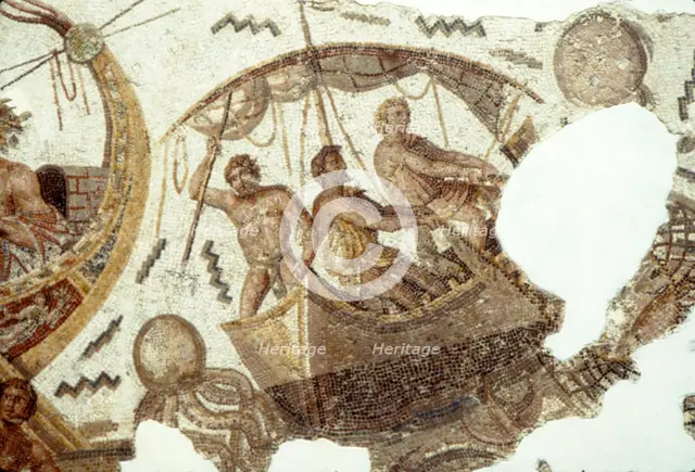 Roman Mosaic of Fishing Boat, c2nd-3rd century. Artist: Unknown.
