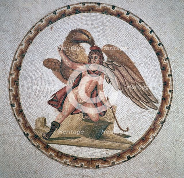 Roman mosaic of Ganymede and Zeus, 3rd century. Artist: Unknown