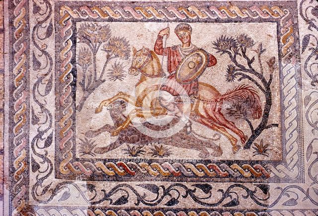 Roman Mosaic of Horseman hunting a leopard, Merida, Spain, c2nd-3rd century. Artist: Unknown.