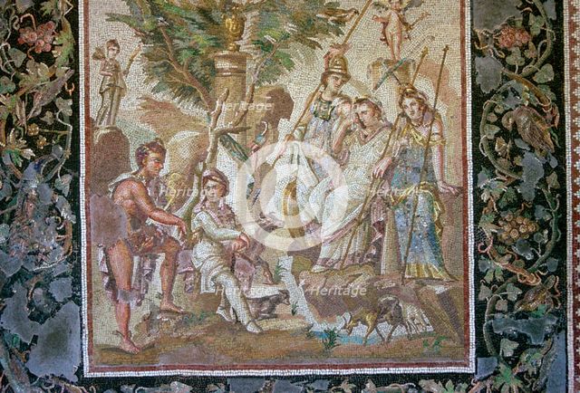 Roman mosaic of the judgement of Paris. Artist: Unknown