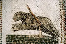 Roman Mosaic detail of Bear, from Diana the Huntress, Thuburbo Majus, Tunisia, c4th century