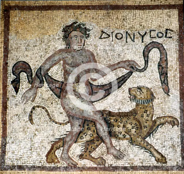 Roman Mosaic, Dionysus with Panther, c4th century. Artist: Unknown.