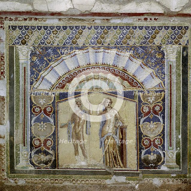 Roman mosaic in the Nymphaeum of the House, Herculaneum, Italy. Artist: Unknown