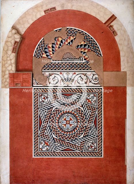 Roman mosaic pavement dating from 300 AD, found in Bucklersbury, City of London, 1869.               Artist: HR Payne