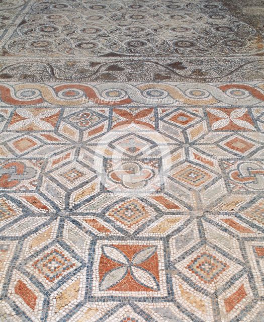 Roman mosaics on the floor, Terrace Houses, Ephesus, Anatolia, Turkey, Roman (1999).  Creator: Unknown.