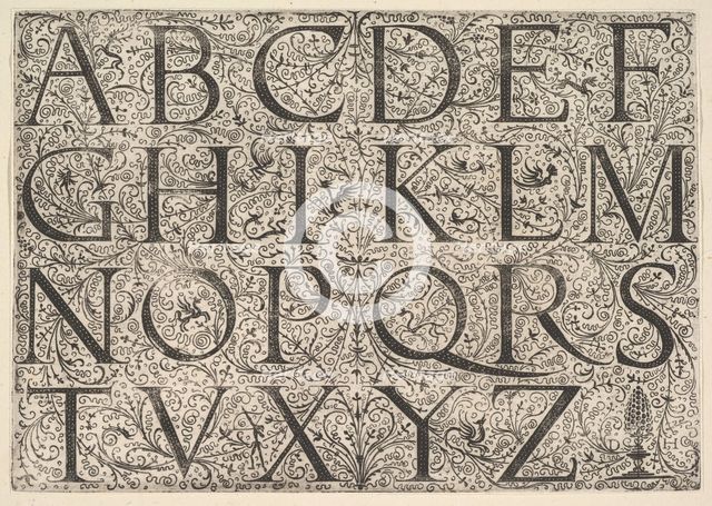 Roman Majuscule Alphabet, ca. 1520. Creator: Daniel Hopfer.