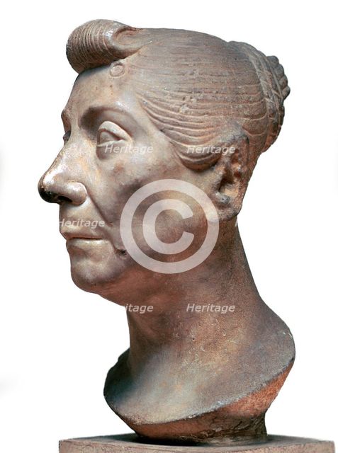 Roman marble head of an elderly lady, 1st century BC. Artist: Unknown