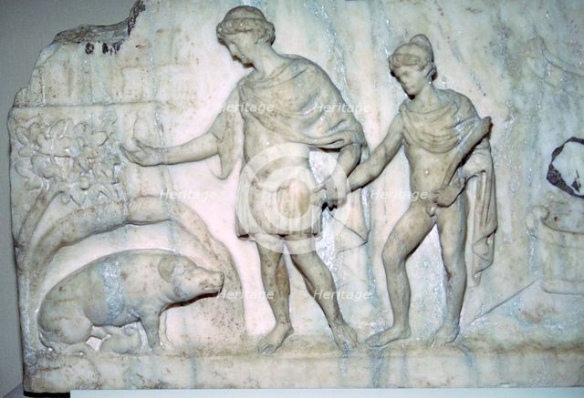 Roman marble relief of Aeneas and Ascanius. Artist: Unknown