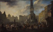 Roman Market Scene in the Piazza Navona, c1657-1658. Creator: Johannes Lingelbach