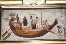 Roman Merchant-ship being loaded with grain, from a wall painting in Ostia, 2nd-3rd century