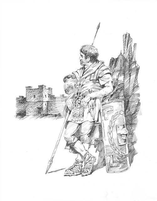 Roman soldier at Hadrian's Wall, c1985-c2000. Artist: Philip Corke.