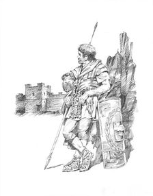 Roman soldier at Hadrian's Wall, c1985-c2000. Artist: Philip Corke