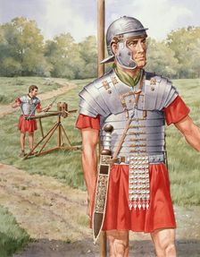 Roman soldier in armour. Creator: Derek Lucas
