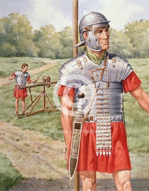 Roman soldier in armour. Creator: Derek Lucas.