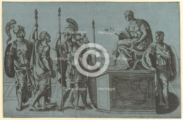 Roman Soldiers Before an Emperor, before 1540 (?). Creator: Giorgio Ghisi.