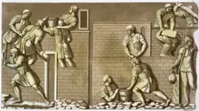 Roman soldiers building a fort, (c1820-1839). Creator: Vittorio Raineri