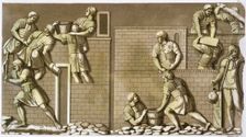 Roman soldiers building a fort, (c1820-1839). Creator: Vittorio Raineri