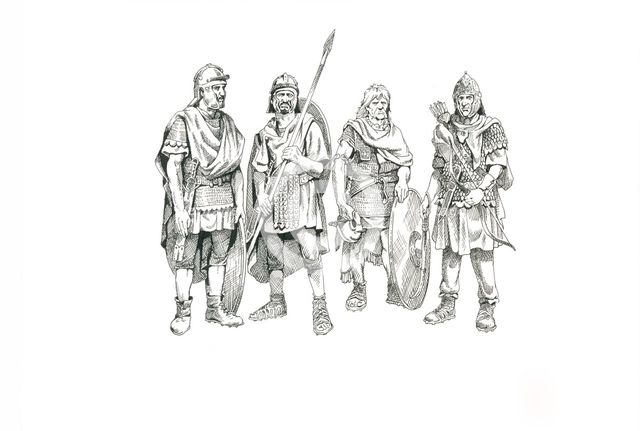 Roman soldiers, c1985-c2000. Artist: Philip Corke.