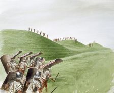 Roman soldiers in battle with Celtic tribes, c1st century, (c1990-2010). Artist: Paul Birkbeck