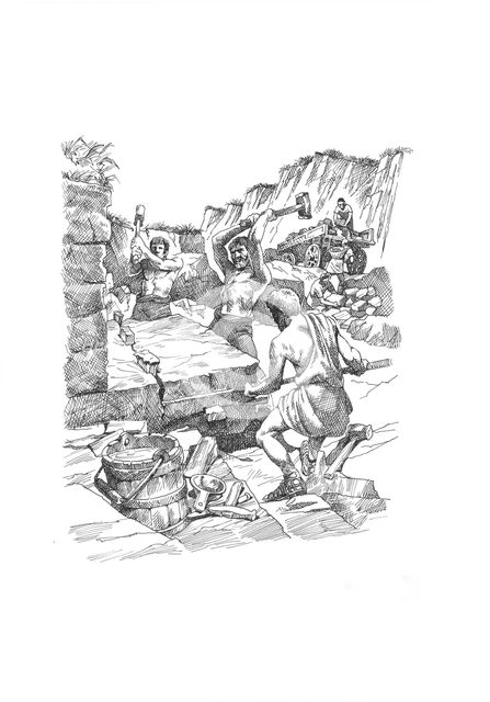 Roman soldiers quarrying stone, Hadrian's Wall, c1985-c2000. Artist: Philip Corke.