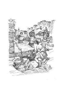 Roman soldiers quarrying stone, Hadrian's Wall, c1985-c2000. Artist: Philip Corke