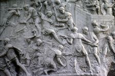 Roman soldiers working on construction, Trajan's Column, Rome, c2nd century