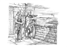 Roman soldiers watching the frontier from Hadrian's Wall, c1985-c2000. Artist: Philip Corke