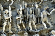 Roman soldiers taking part in decursio, the ritual circling of funeral pyre, c180-196