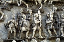 Roman soldiers taking part in decursio, the ritual circling of funeral pyre, c180-196