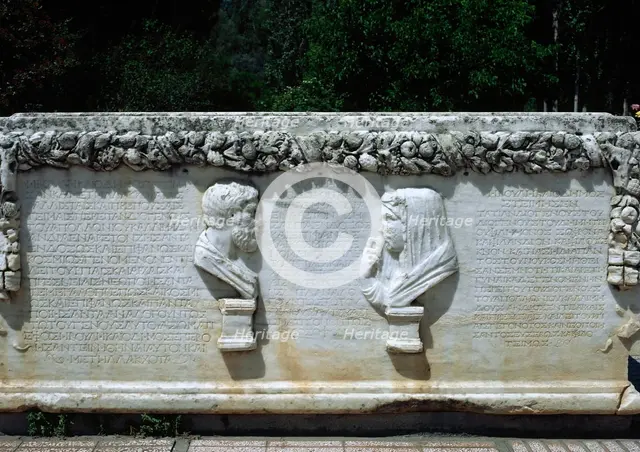 Roman sarcophagus with the busts of two spouses, Aphrodisias, Anatolia, Turkey, 1999. Creator: Unknown.