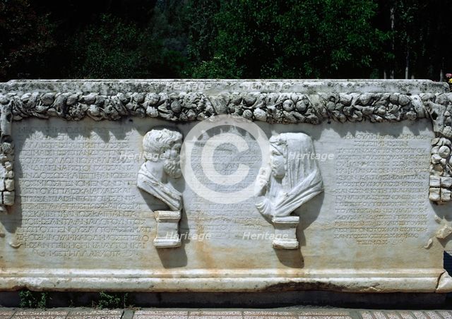 Roman sarcophagus with the busts of two spouses, Aphrodisias, Anatolia, Turkey, 1999. Creator: Unknown.