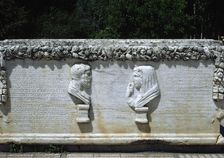 Roman sarcophagus with the busts of two spouses, Aphrodisias, Anatolia, Turkey, 1999. Creator: Unknown