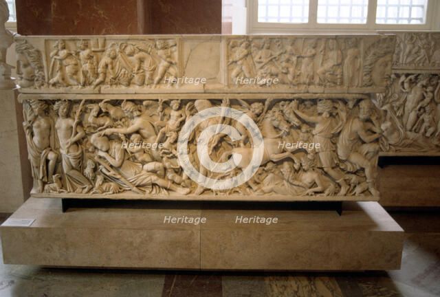 Roman sarcophagus with the legend of Selene and Endymion, 230-235 AD. Artist: Unknown