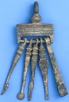 Roman set of implements for plucking hair and manicuring nails. Creator: Unknown