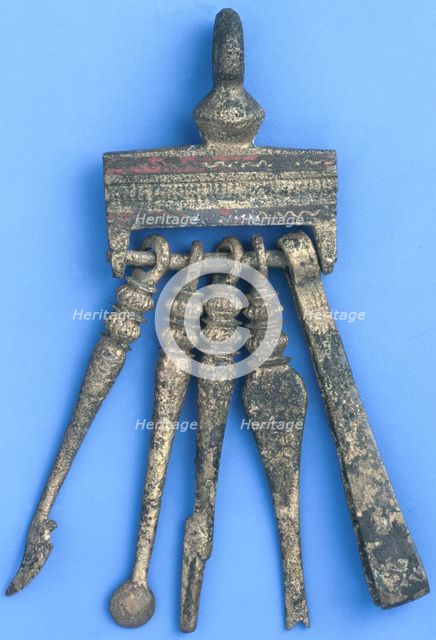 Roman set of implements for plucking hair and manicuring nails. Creator: Unknown.