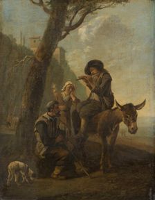 Roman Shepherd Family Resting Beneath a Tree, c1650-1651. Creator: Johannes Lingelbach