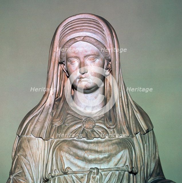 Roman statue of the High Priestess of Vesta. Artist: Unknown