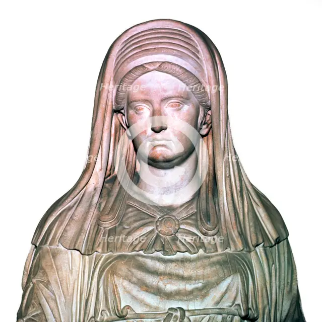 Roman statue of the High Priestess of Vesta. Artist: Unknown