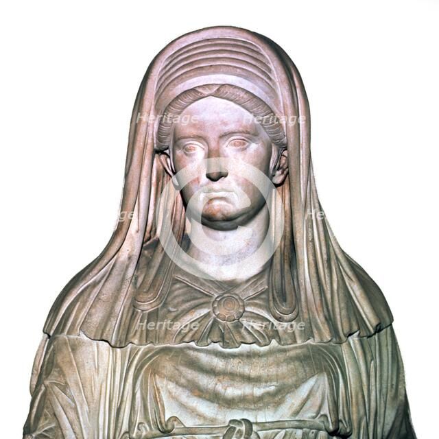 Roman statue of the High Priestess of Vesta. Artist: Unknown