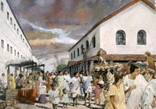 Roman street scene, c2nd century, (1990-2010). Artist: Ivan Lapper